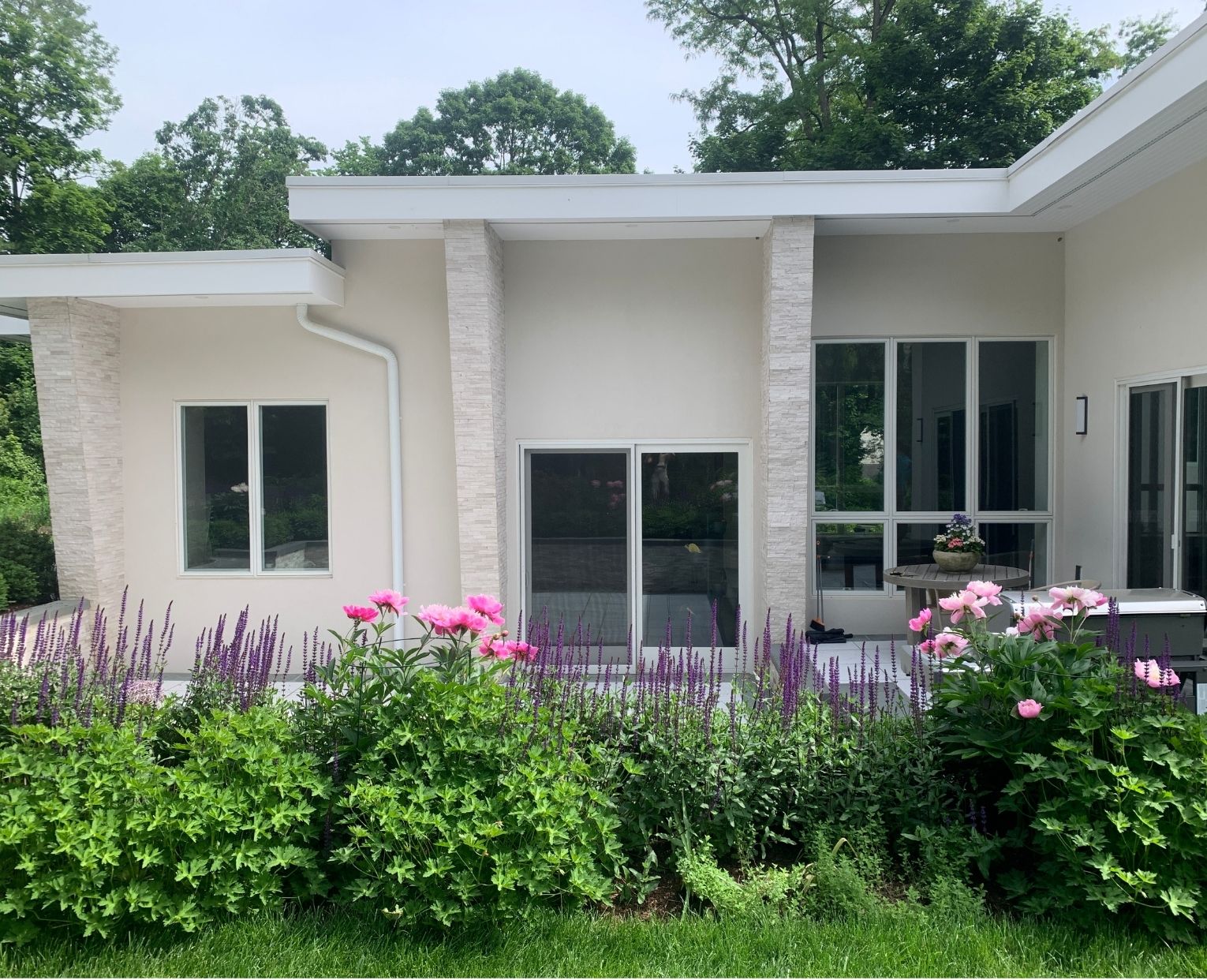 Hampton House — the installed border in bloom